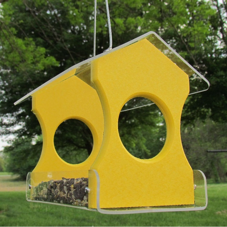 Recycled Poly Hanging Bird Feeder Yellow
