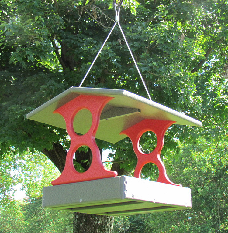 Recycled Poly Fly-Through Feeder Medium Red/Gray
