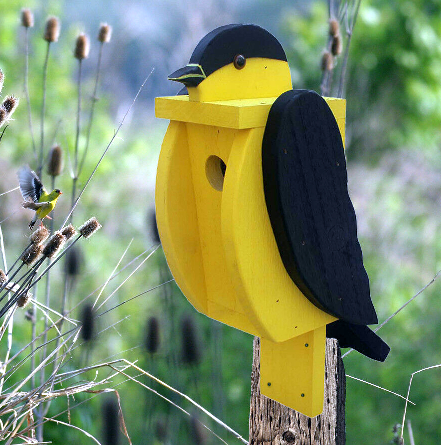 Amish Hand-Made Shaped Birdhouse Goldfinch