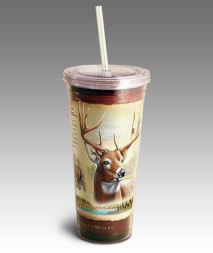 **Reindeer Cup with Straw - 24oz