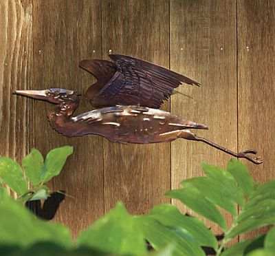 Flamed Copper Heron Wall Mount