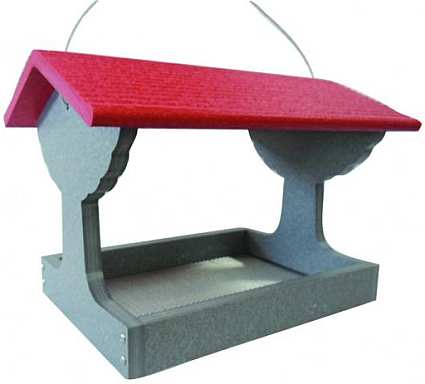 Green Solutions Fly-Through Bird Feeder Grat with Red Roof