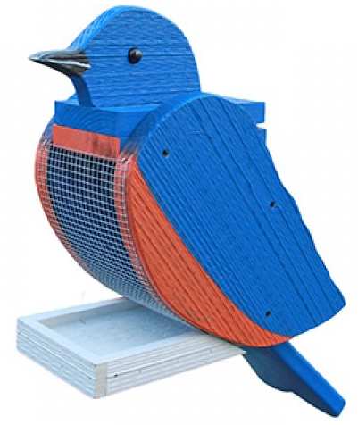Amish Handcrafted Wooden Bird Feeder Bluebird