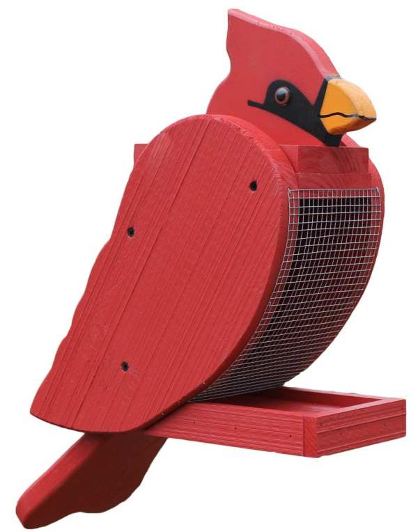 Amish Handcrafted Wooden Bird Feeder Cardinal