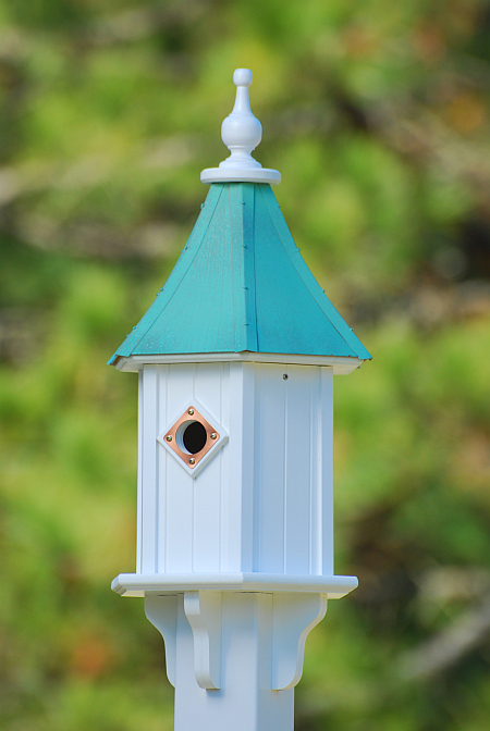 10" Bluebird Birdhouse Patina Copper with Copper Portals