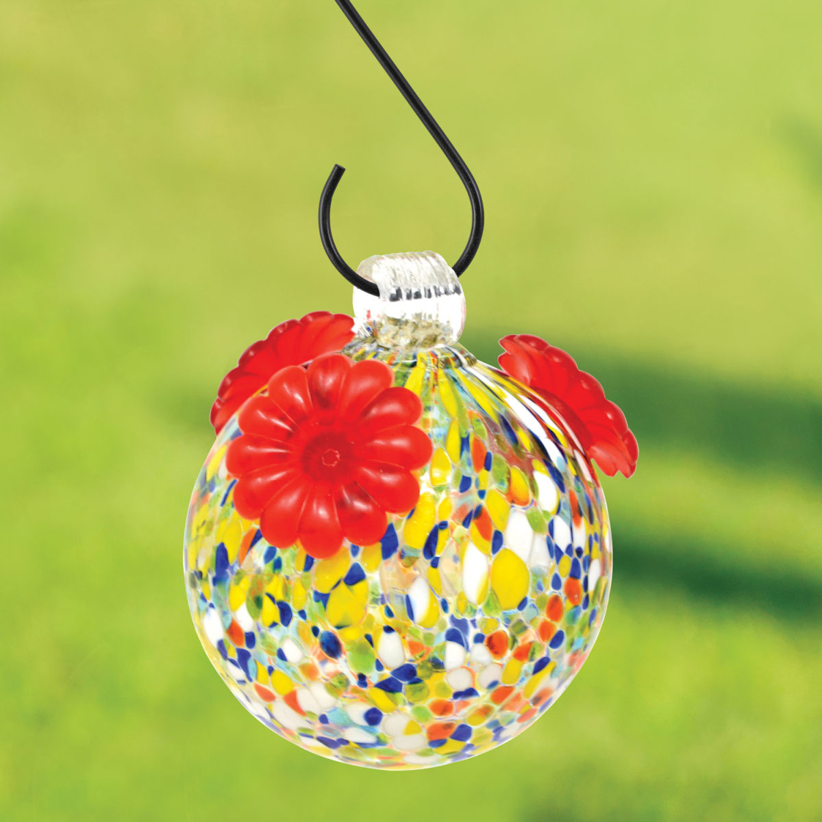 Glass Globe Hummingbird Feeder Multicolored